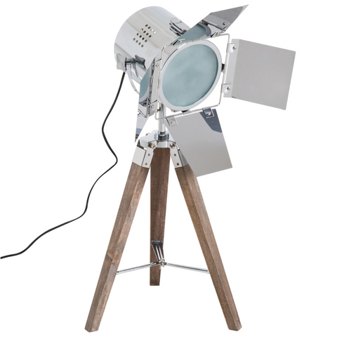 Rootz Table Lamp - Desk Lamp - Tripod - Retro Design - Studio Lamp - E14 - 25W - No Bulb - Brown - Silver