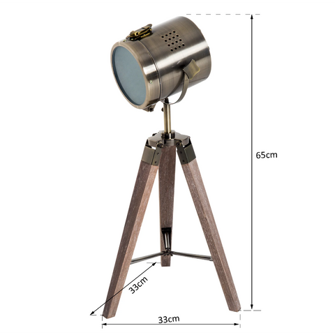 Rootz Table Lamp - Desk Lamp - Tripod - Retro Design - Studio Lamp - E14 - 25W - No Bulb - Bronze