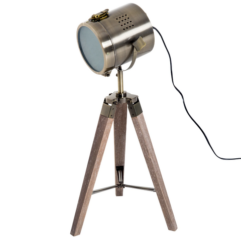 Rootz Table Lamp - Desk Lamp - Tripod - Retro Design - Studio Lamp - E14 - 25W - No Bulb - Bronze