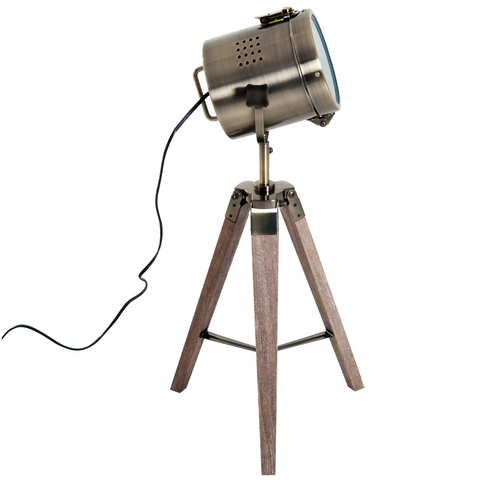 Rootz Table Lamp - Desk Lamp - Tripod - Retro Design - Studio Lamp - E14 - 25W - No Bulb - Bronze