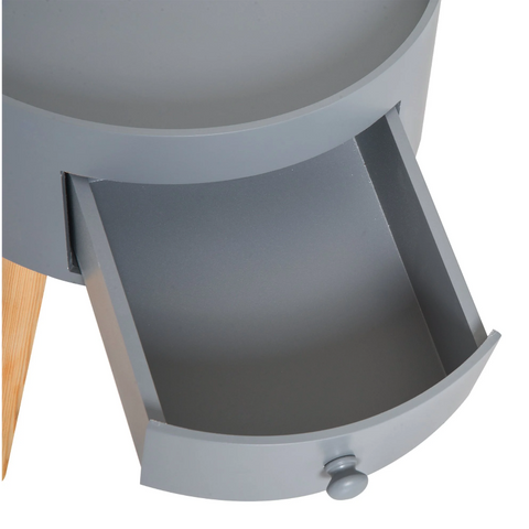 Rootz Side Table - Coffee Table - Drawer - Storage Space - Round Table - Scandinavian - Wood - Gray - 38 x 38 x 45 cm