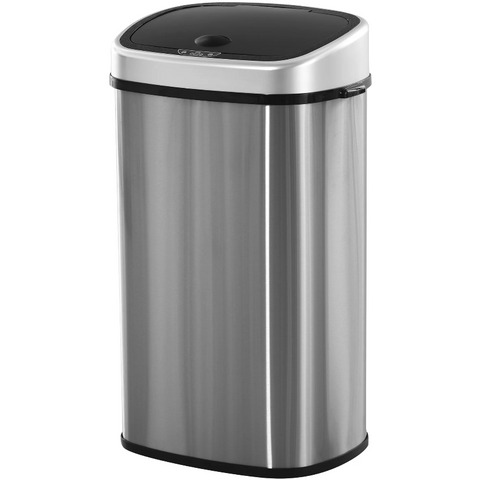Rootz Trash Can - 48/58 Liter - Dustbin - Automatic Dustbin - Infrared Sensor - Silver - 40.9 x 28.9 x 68 cm