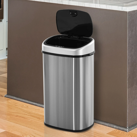 Rootz Trash Can - 48/58 Liter - Dustbin - Automatic Dustbin - Infrared Sensor - Silver - 40.9 x 28.9 x 68 cm