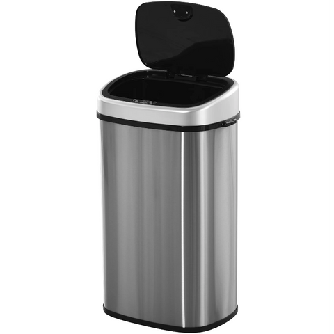 Rootz Trash Can - 48/58 Liter - Dustbin - Automatic Dustbin - Infrared Sensor - Silver - 40.9 x 28.9 x 68 cm