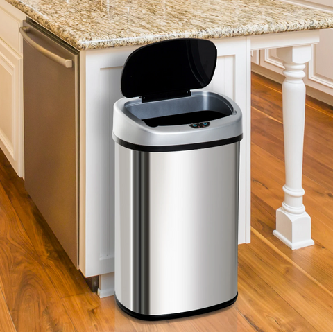 Rootz Trash Can - 48/58 Liter - Dustbin - Automatic Dustbin - Infrared Sensor - Silver - 40.9 x 28.9 x 68 cm