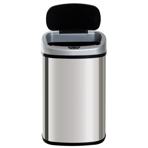 Rootz Trash Can - 48/58 Liter - Dustbin - Automatic Dustbin - Infrared Sensor - Silver - 40.9 x 28.9 x 68 cm