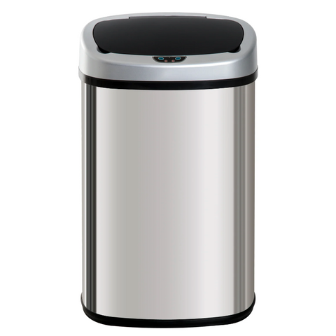 Rootz Trash Can - 48/58 Liter - Dustbin - Automatic Dustbin - Infrared Sensor - Silver - 40.9 x 28.9 x 68 cm
