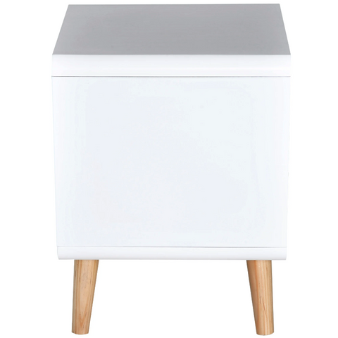 Rootz Bedside table - Side table - Storage cabinet - French door - MDF - White - Gray - Scandinavian - 40 x 38 x 50 cm
