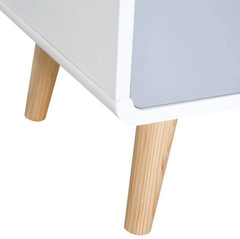 Rootz Bedside table - Side table - Storage cabinet - French door - MDF - White - Gray - Scandinavian - 40 x 38 x 50 cm
