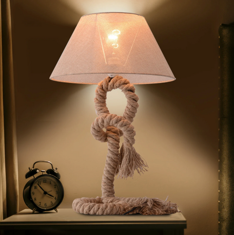 Rootz Table lamp - Rope lamp - Mood lighting - Hemp rope - Lampshade - E27 - 40W - Beige - 40 x 40 x 65 cm