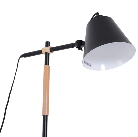 Rootz Floor lamp - Mood lighting - Adjustable Lamp - 40W - Metal - Wood - Black - 54 x 30 x 155 cm
