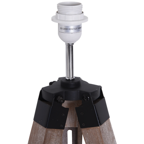 Rootz Floor lamp - Mood lighting - Tripod - Height Adjustable - 40W - Wood - Linen - Gray - 65 x 65 x 99-143 cm