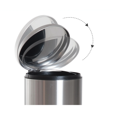 Rootz Pedal Bin - 30 Liter - Trash Can - Garbage Can - Inner Bucket - Hinged Lid - Stainless Steel - Silver - 29.2 x 29.2 x 62.9 cm