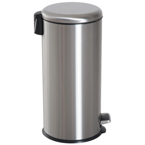 Rootz Pedal Bin - 30 Liter - Trash Can - Garbage Can - Inner Bucket - Hinged Lid - Stainless Steel - Silver - 29.2 x 29.2 x 62.9 cm