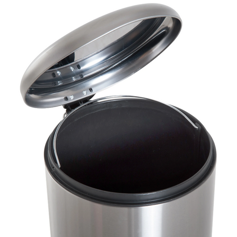 Rootz Pedal Bin - 30 Liter - Trash Can - Garbage Can - Inner Bucket - Hinged Lid - Stainless Steel - Silver - 29.2 x 29.2 x 62.9 cm