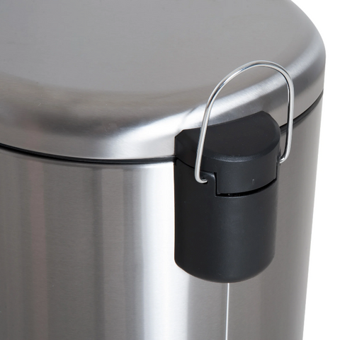 Rootz Pedal Bin - 30 Liter - Trash Can - Garbage Can - Inner Bucket - Hinged Lid - Stainless Steel - Silver - 29.2 x 29.2 x 62.9 cm