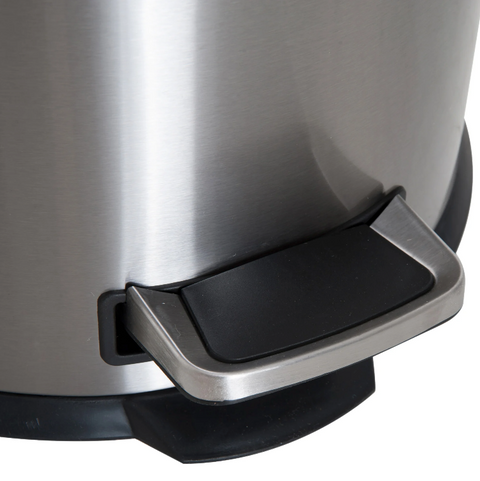 Rootz Pedal Bin - 30 Liter - Trash Can - Garbage Can - Inner Bucket - Hinged Lid - Stainless Steel - Silver - 29.2 x 29.2 x 62.9 cm