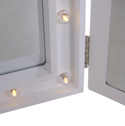Rootz Make-Up Mirror - Cosmetic Mirror - 16 LED Lights - Batteries - White - MDF - 36-73 x 53.5 x 4.5 cm