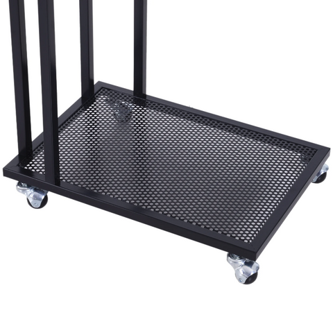 Rootz Side Table - On Wheels - C-Shape - Storage Shelf - Steel - MDF - Black-Brown - 51 x 36 x 61 cm