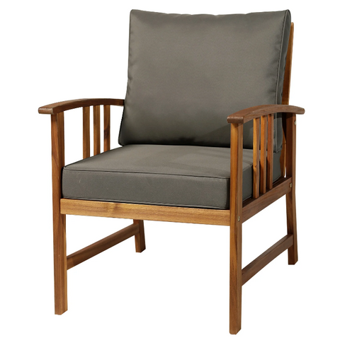 Rootz Lounge Set - Garden Set - 4 Furniture - 1 Sofa - 2 Chairs - 1 Table - 3-4 People - Brown - Cushions - Acacia Wood -