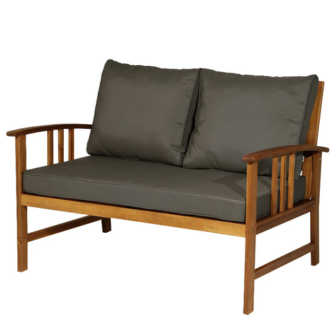 Rootz Lounge Set - Garden Set - 4 Furniture - 1 Sofa - 2 Chairs - 1 Table - 3-4 People - Brown - Cushions - Acacia Wood -