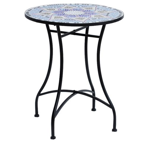 Rootz Garden table - Balcony table - Mosaic - Serving table - Round - Steel - Ceramic - 60 x 60 x 71 cm