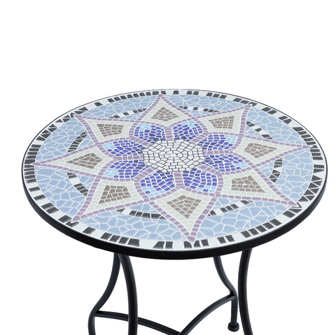 Rootz Garden table - Balcony table - Mosaic - Serving table - Round - Steel - Ceramic - 60 x 60 x 71 cm
