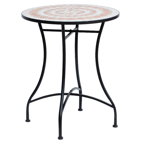 Rootz Garden table - Balcony table - Mosaic - Serving table - Round - Steel - Ceramic - 60 x 60 x 71 cm
