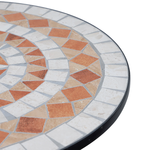 Rootz Garden table - Balcony table - Mosaic - Serving table - Round - Steel - Ceramic - 60 x 60 x 71 cm