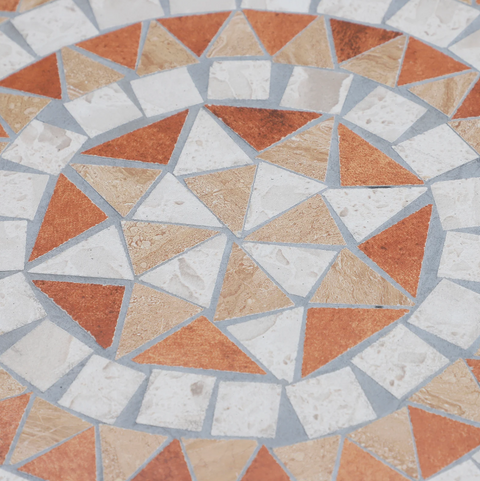 Rootz Garden table - Balcony table - Mosaic - Serving table - Round - Steel - Ceramic - 60 x 60 x 71 cm