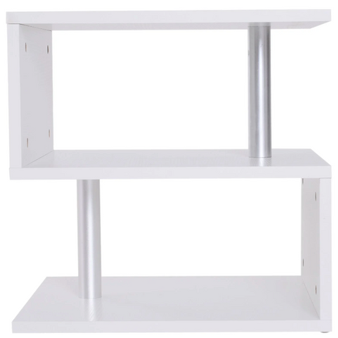 Rootz Side Table - Coffee Table - Coffee Table - 3 Levels - Storage Space - Processed Wood - Aluminum - White/Black - 48 x 48 x 48 cm