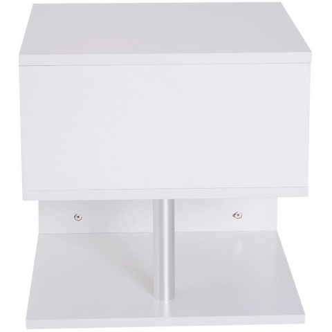 Rootz Side Table - Coffee Table - Coffee Table - 3 Levels - Storage Space - Processed Wood - Aluminum - White/Black - 48 x 48 x 48 cm