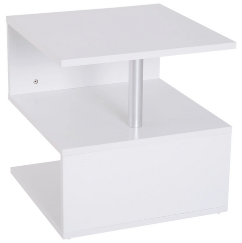 Rootz Side Table - Coffee Table - Coffee Table - 3 Levels - Storage Space - Processed Wood - Aluminum - White/Black - 48 x 48 x 48 cm