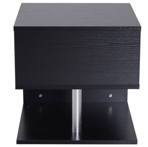 Rootz Side Table - Coffee Table - Coffee Table - 3 Levels - Storage Space - Processed Wood - Aluminum - White/Black - 48 x 48 x 48 cm