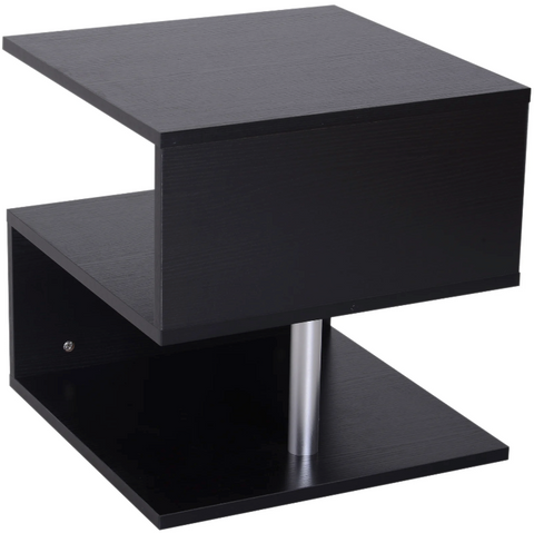 Rootz Side Table - Coffee Table - Coffee Table - 3 Levels - Storage Space - Processed Wood - Aluminum - White/Black - 48 x 48 x 48 cm