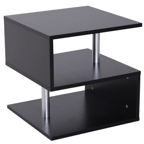 Rootz Side Table - Coffee Table - Coffee Table - 3 Levels - Storage Space - Processed Wood - Aluminum - White/Black - 48 x 48 x 48 cm
