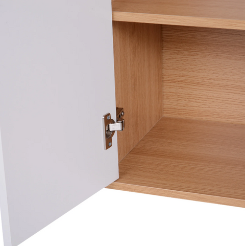 Rootz Sideboard - Bookcase - Storage Cabinet - Multifunctional - Open Storage Compartments - 2 Doors - Nature - Wood - White - 80 x 32 x 90.5 cm