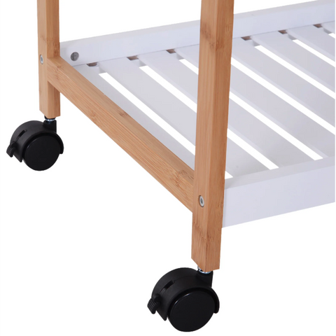 Rootz Kitchen trolley - Serving trolley - Kitchen trolley - Removable top plate - White - Nature - MDF - 46 x 35 x 74.5 cm