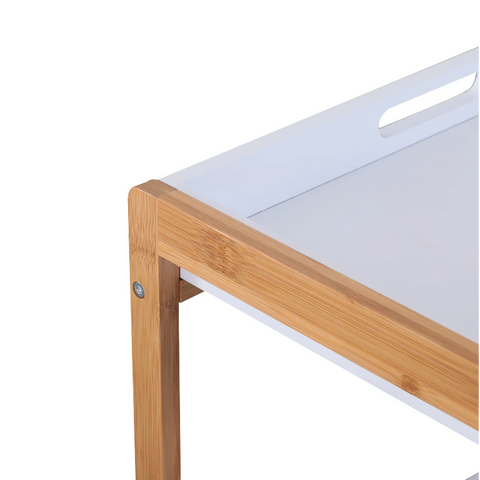 Rootz Kitchen trolley - Serving trolley - Kitchen trolley - Removable top plate - White - Nature - MDF - 46 x 35 x 74.5 cm