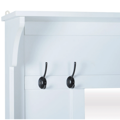 Rootz Wardrobe Set - 4 Hooks - 4 Storage Compartments - 3-in-1 - Mirror - Hall Rack - Shoe Cabinet - White - MDF - 80 x 40 x 170 cm