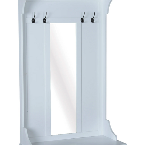 Rootz Wardrobe Set - 4 Hooks - 4 Storage Compartments - 3-in-1 - Mirror - Hall Rack - Shoe Cabinet - White - MDF - 80 x 40 x 170 cm