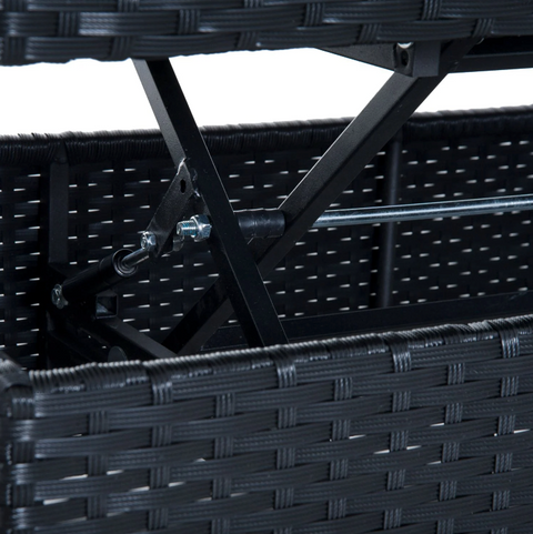 Rootz Garden Set - 4-Piece - Garden Bench - 2 Stools - 1 Coffee Table - Cushions - Polyrattan - Black - White