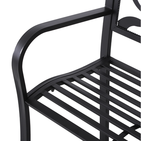 Rootz Gartenbank – 2-Sitzer-Bank – Armlehnen – Landhausstil – Metall – Schwarz – 128 x 50 x 91 cm