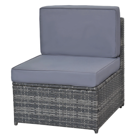 Rootz Garden set - Lounge set - Garden furniture - 7-piece - Seat cushions - Table - Safety glass - Poly rattan - Gray