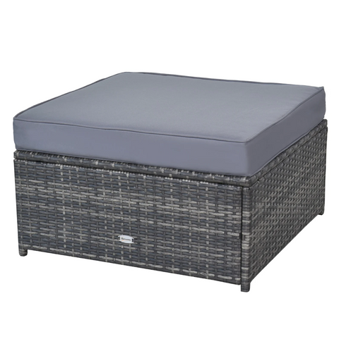 Rootz Garden set - Lounge set - Garden furniture - 7-piece - Seat cushions - Table - Safety glass - Poly rattan - Gray