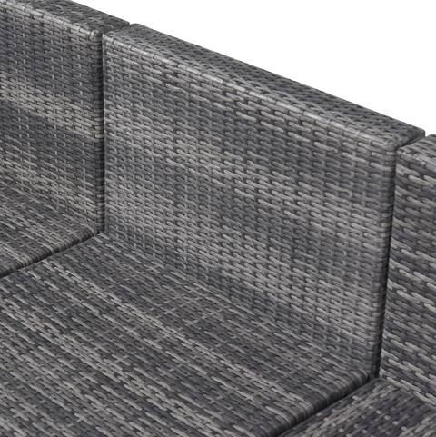 Rootz Garden set - Lounge set - Garden furniture - 7-piece - Seat cushions - Table - Safety glass - Poly rattan - Gray