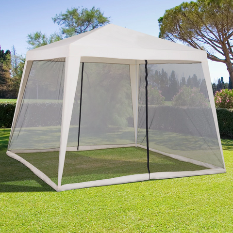 Rootz Partyzelt - Gartenpavillon - Seitenwände - Wetterfest - Moskitonetz - Zelt - Beige - 3 x 3 m