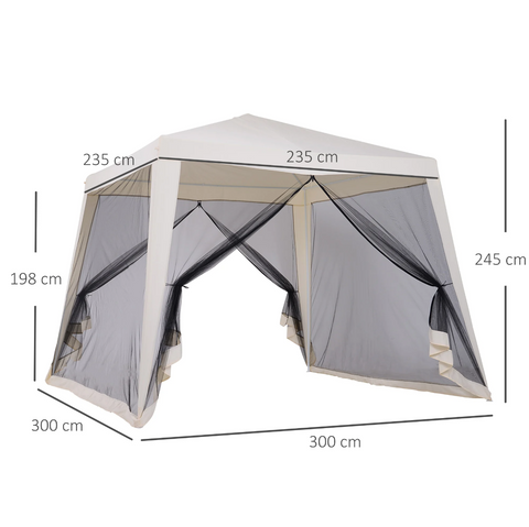 Rootz Partyzelt - Gartenpavillon - Seitenwände - Wetterfest - Moskitonetz - Zelt - Beige - 3 x 3 m