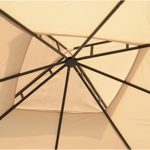 Rootz Party tent - Pavilion - Weatherproof - Side walls - Beige - Black - Metal - Polyester - L300 x W300 x H278 cm