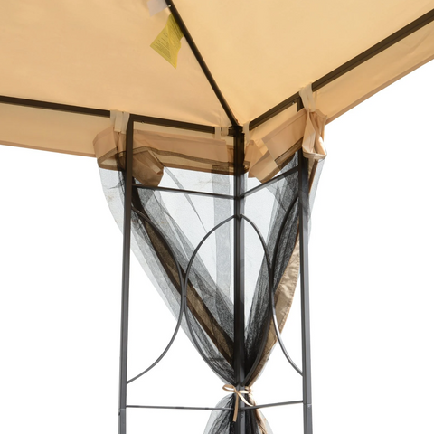 Rootz Party tent - Pavilion - Weatherproof - Side walls - Beige - Black - Metal - Polyester - L300 x W300 x H278 cm